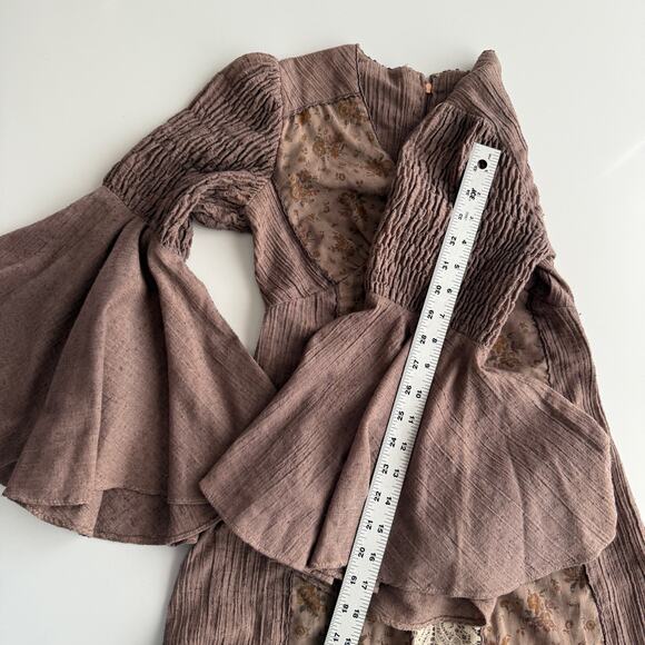 Handmade VTG Historical Bell Sleeve Regency Prairie Laced Bodice Long Dress S - Picture 11 of 12